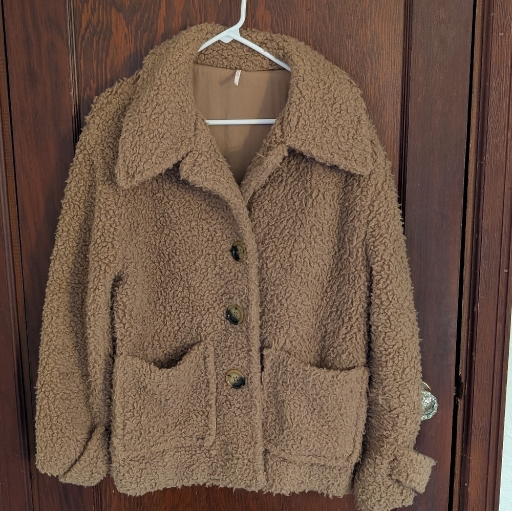 Free People Brown Sherpa Jacket size Medium